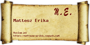 Mattesz Erika névjegykártya